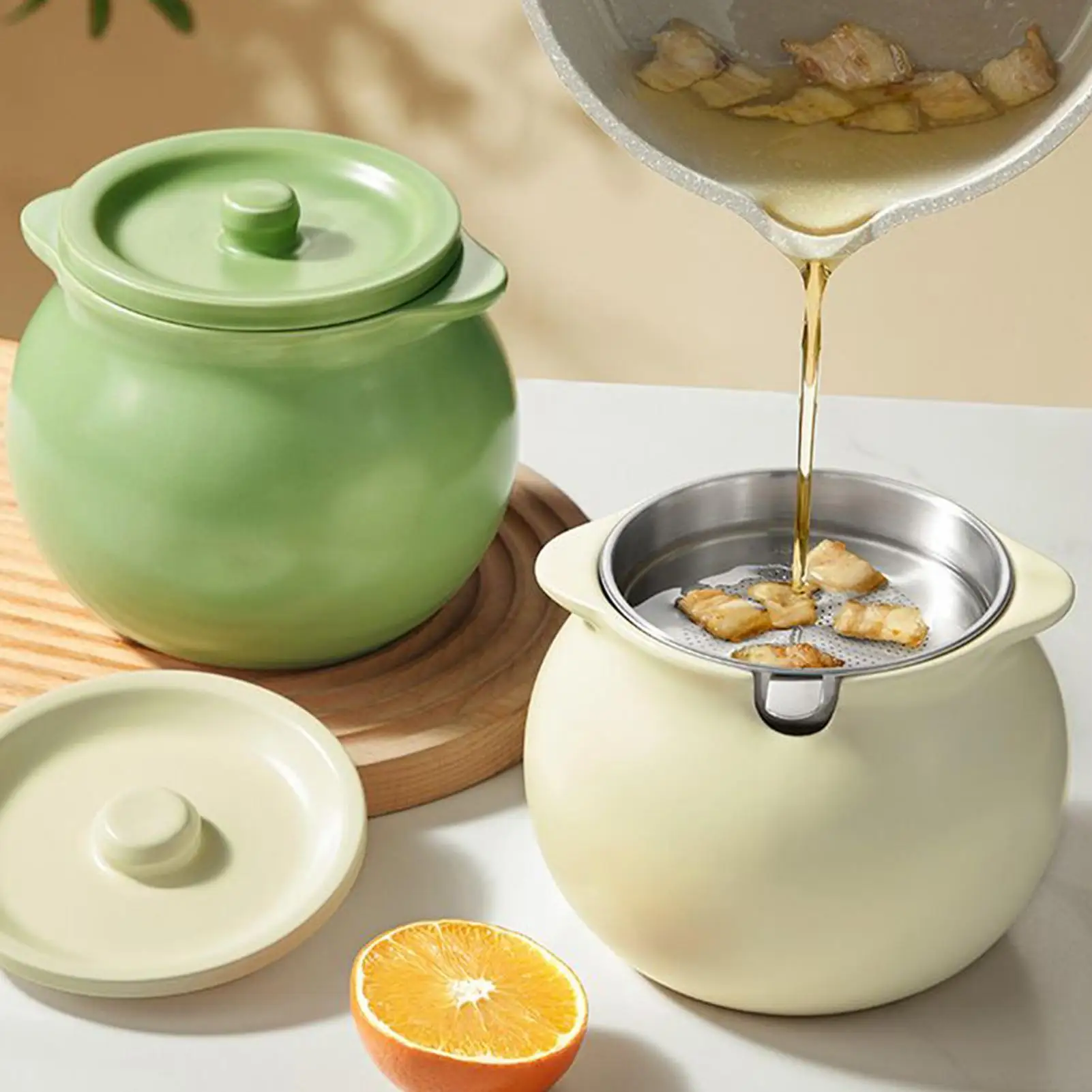 

Керамические канистры для хранения жира на 50 унций, банка для смазки с фильтром/беконом, контейнер для смазки, контейнер для масла, банка для масла, сито для масла, контейнер для горшка