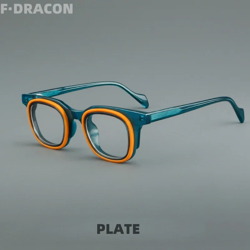 

New Sheet Metal Eyeglass Frame Retro Splicing Men's And Women's Eyeglass Frame Square Optical Prescription Frame 30112