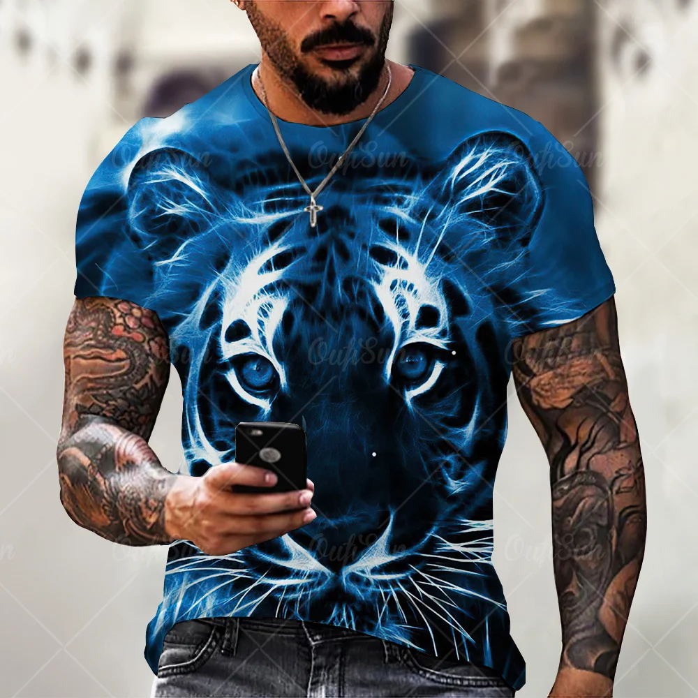 

Summer Street Fashion Cute Tiger Pattern 3D Printing Male/Female Universal T-shirt Personality Versatile Loose Oversize