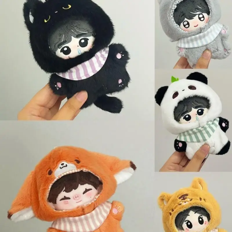 About 10Cm Love and Deepspace Merchandise Attribute-Less Cartoon Tiger Fox Panda Kawaii Plush Doll Clothes Coverall Bestie Gift