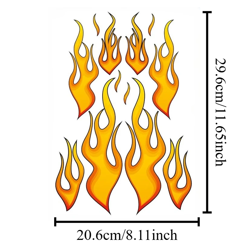 1set Flames Motorcycle Waterproof Vinyl Decal for Motorbike Side Panel Fairing Car MTB Bike Electric Scooter Decor