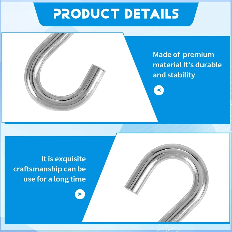 Paquete de 2 ganchos en forma de S de alta resistencia, ganchos para hamaca, ganchos utilitarios, 3 pulgadas de largo