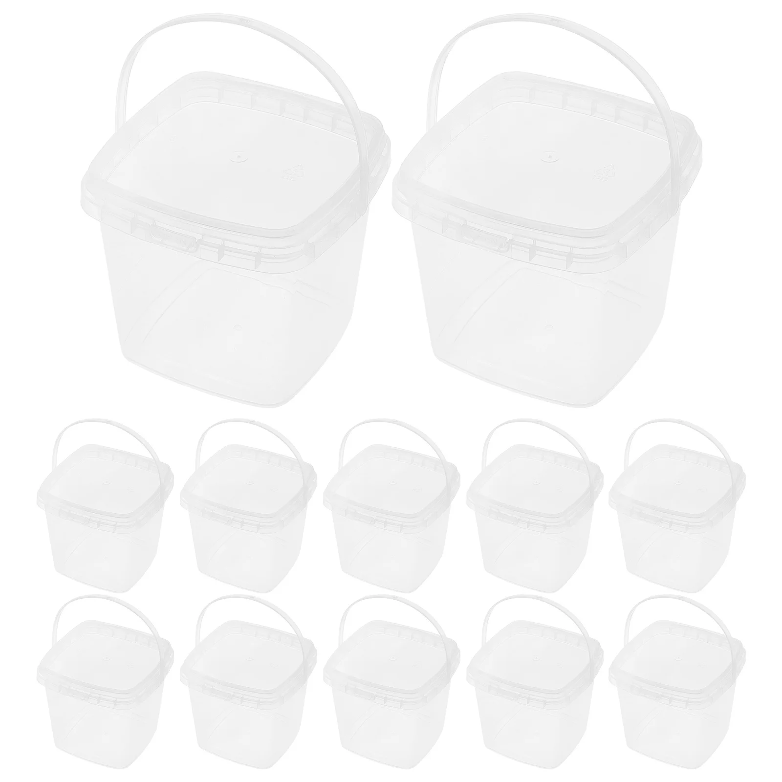 

12pcs Container Freezer Transparent Bucket Homemade Pail Kitchen Supplies Firm Material Square Lidded Food Storage Reusable
