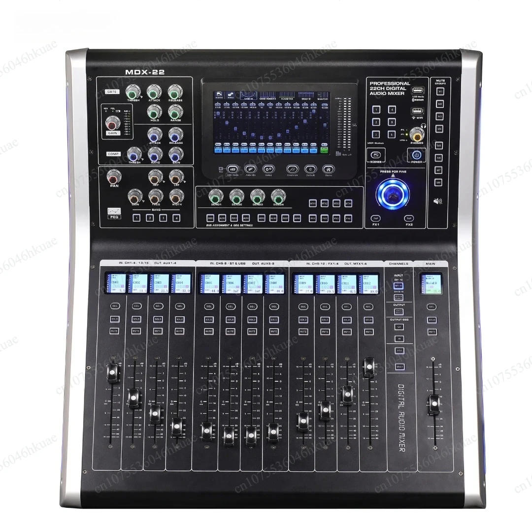 22 Channel Digital Mixer DSP Audio Mixing Console with Electric Fader, 4.3 Inch Touchscreen and Remote Control