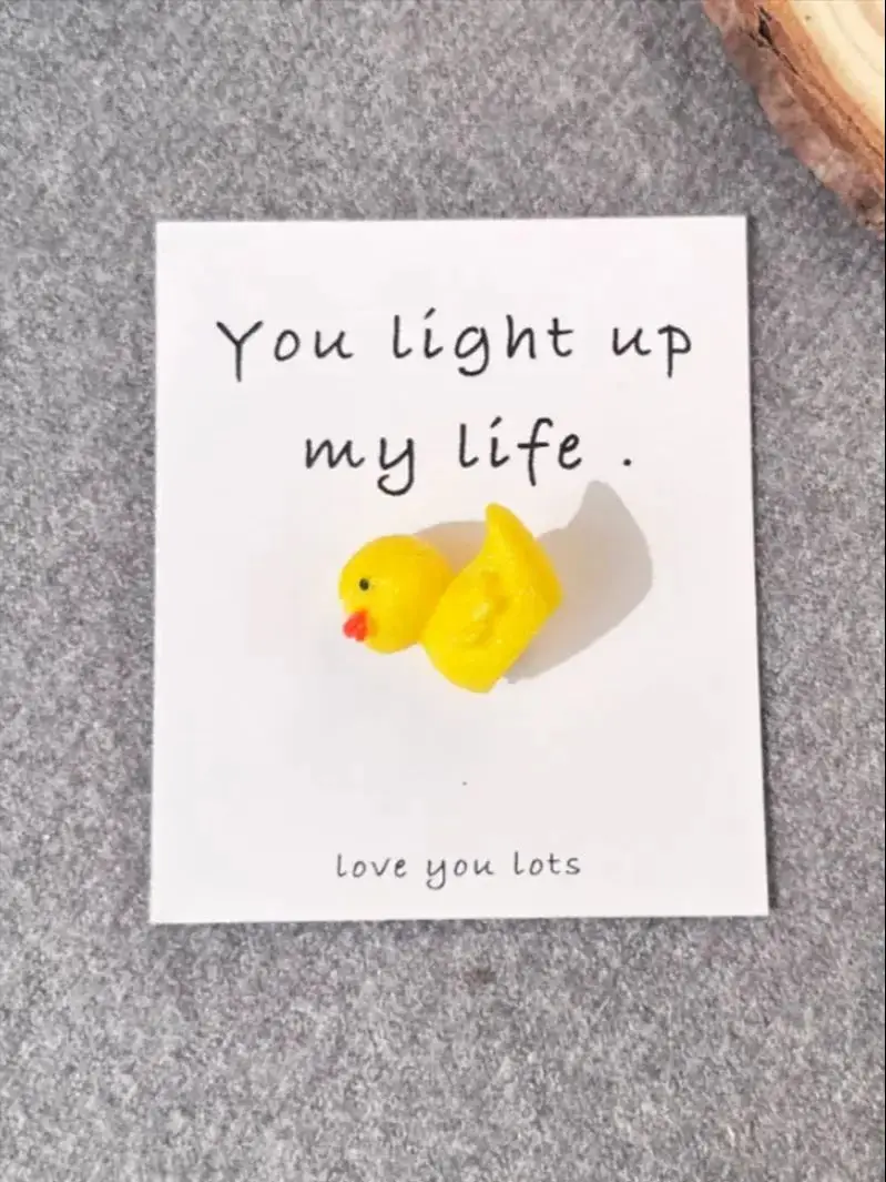 1set, Anniversary Card For Husband Or Wifem,Mini cute little hedgehog, little yellow duck encouraging resin card, I Love You Gif