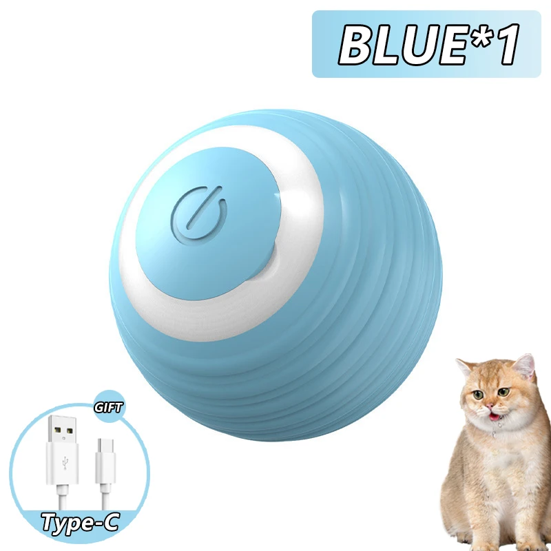 Brinquedos de bola interativa de gato bola de rolamento automático Faux Tail Rechargable Smart Pet Toy Toy Toy Dog Cat Treinamento imite mouse