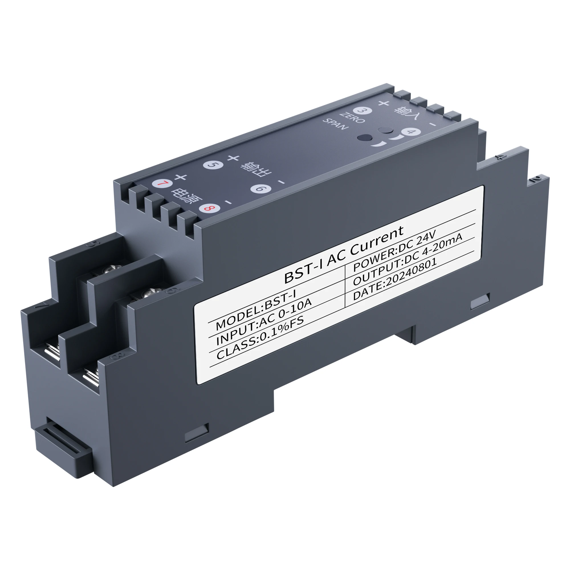 4-20mA 0-10V 0-5V 35mm DIN Rail AC Current Signal Converter AC 1A/2A/3A/5A/10A to 0-20mA DC24V Current Transducer Sensor