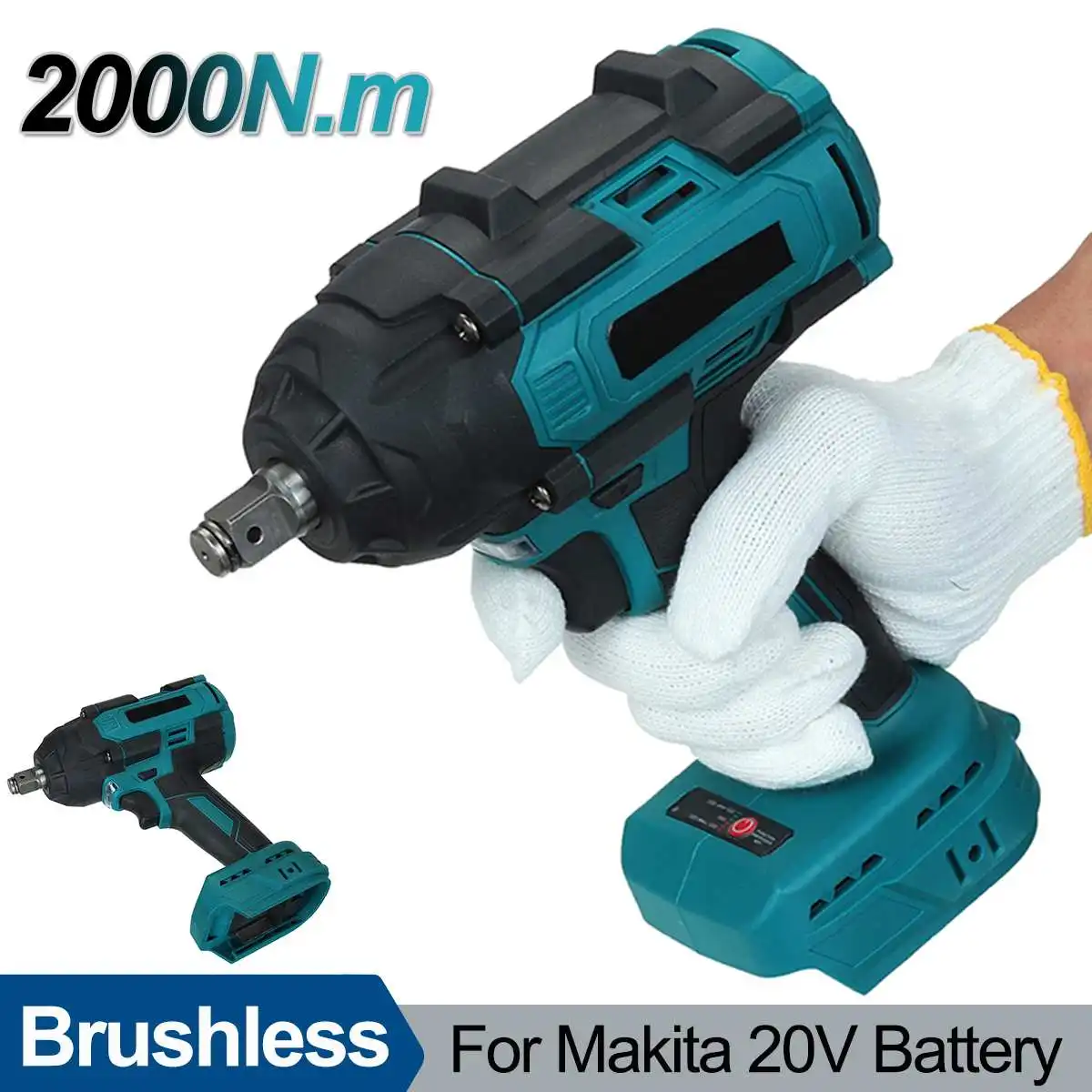 

Cordless Brushless Electric Impact Wrench Variable Speed 1/2" 2000N.m Torque Rechargeable Wrench For Makita 20V Battery