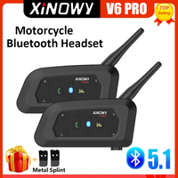 XINOWY V6 PRO Motorcycle Helmet Bluetooth Intercom Headset 1200M Interphone Communicator for 6 Riders Music Player Waterproof