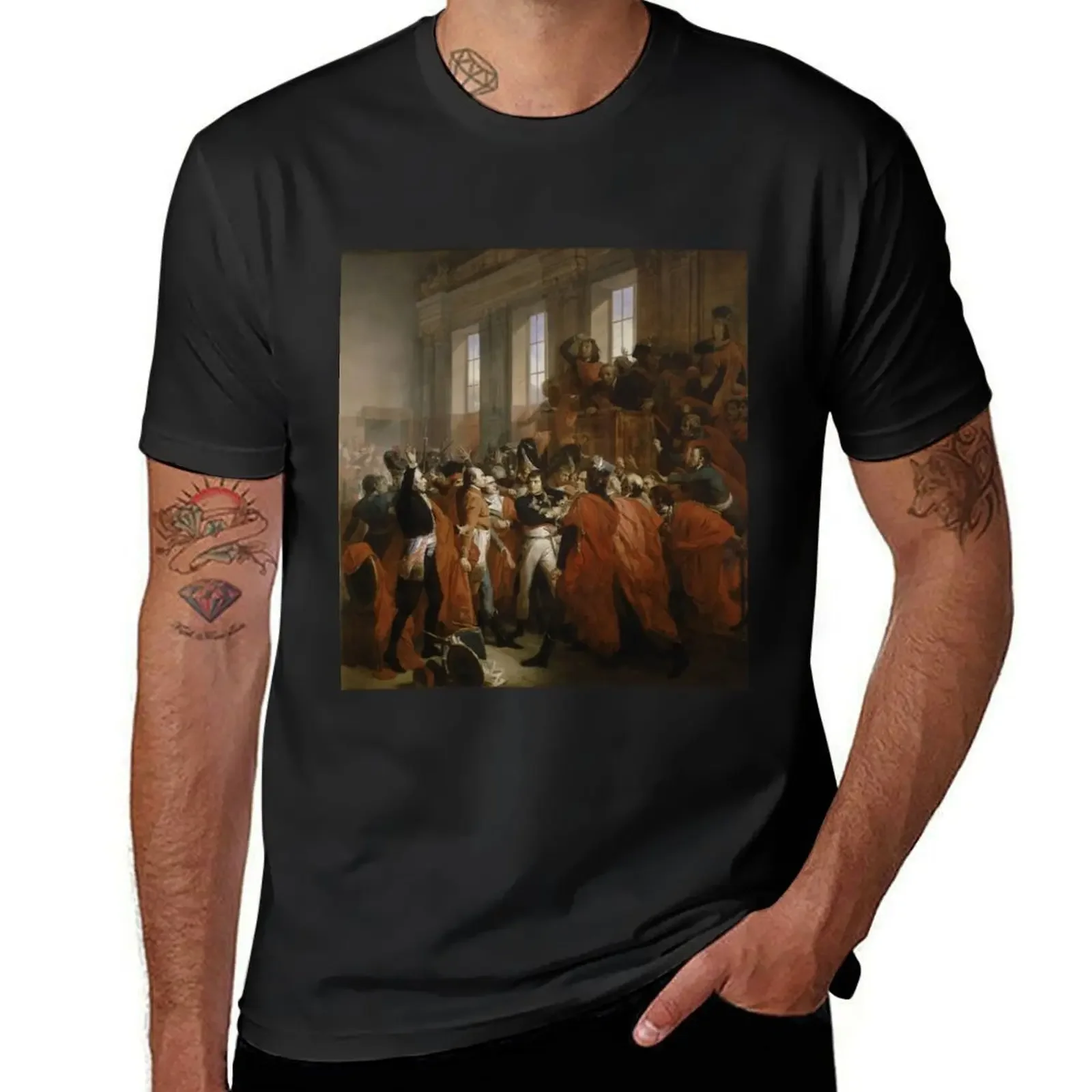 General Bonaparte surrounded by members of the Council T-Shirt blacks anime stuff man t shirt oversized T-shirts for men cotton