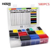 127/164/328/530/560/580PCS Heat Shrink Tube Thermoresistant Heat-Shrink Tubing Wrapping Kit Wire Cable Insulation Sleeving