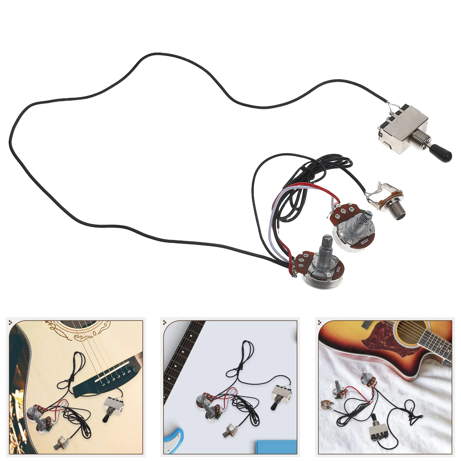 

4Pcs Guitar Circuit Wiring 1T1V Electronics 3-Way Toggle Switch Chrome Black Cap Electric Guitar Supplies Volume Controller Knob