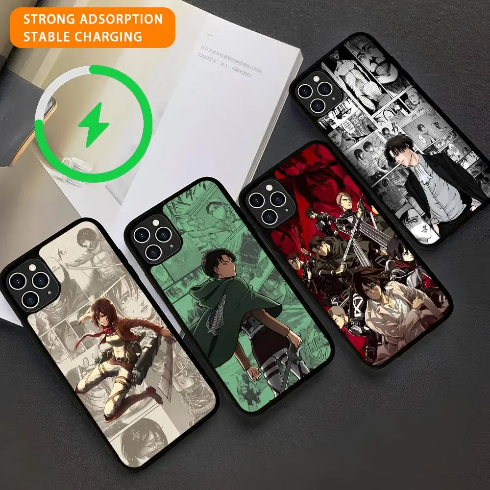 Anime A-Attack On T-Titan Magnetic Wireless Charge Phone Case For IPhone 14 13 12 11 15 16 17 Pro Max Magnetic Cover