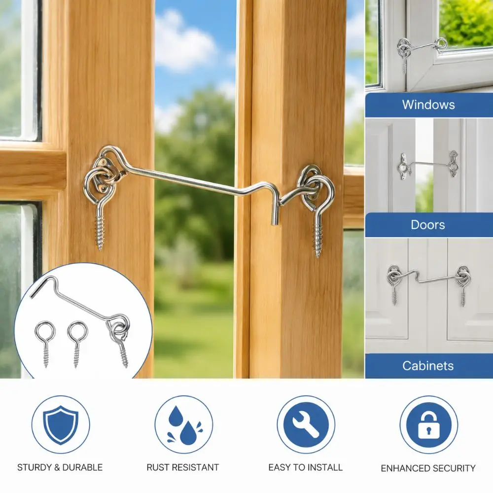 20pcs Practical Zinc-Plated Iron Swivel Window Hook Rust Resistant Universal Cabin Hook Latch Sturdy Hook And Eye Latch Barn