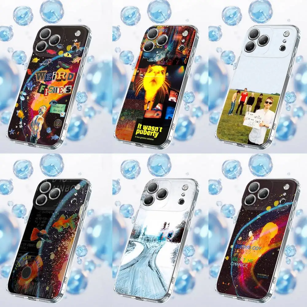 

R-Radiohead Rainbow Fish Cat Phone Case For iPhone 17,16,15,14,13,12,11 Plus,Pro,Max,Plus,E,SE4,Air,Mini Transparent