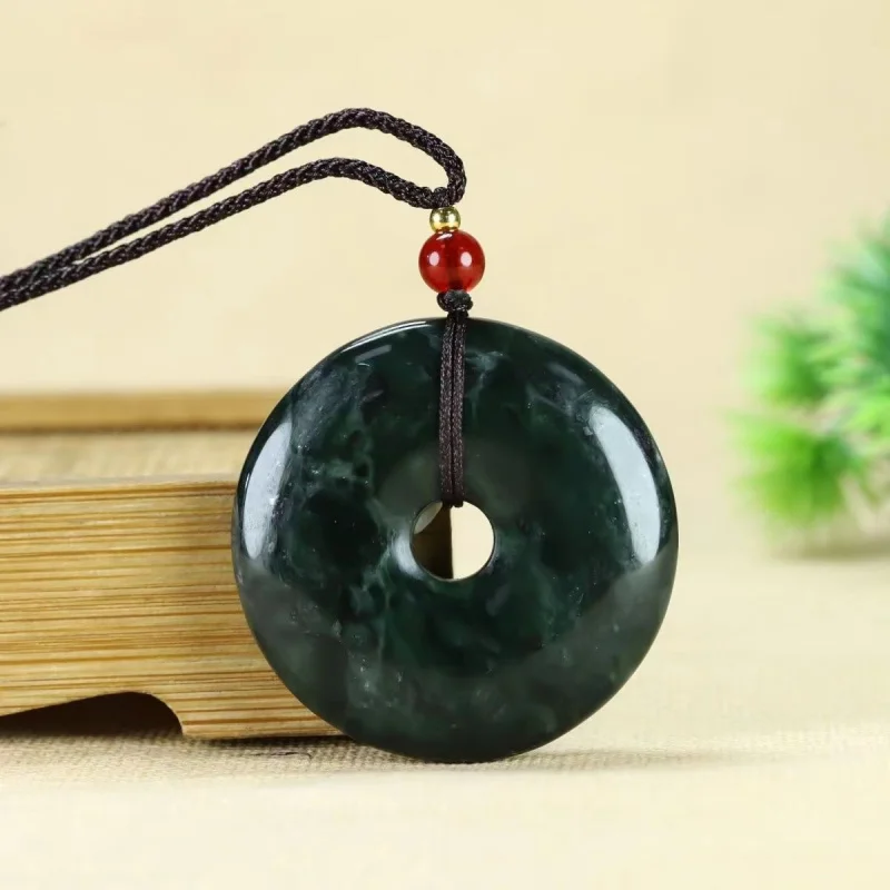 Natural Tibetan Jade Medicine King Stone Large Safety Buckle Pendant with Magnetic Serpentine Jade Peace Buckle Pendant Jade Orn