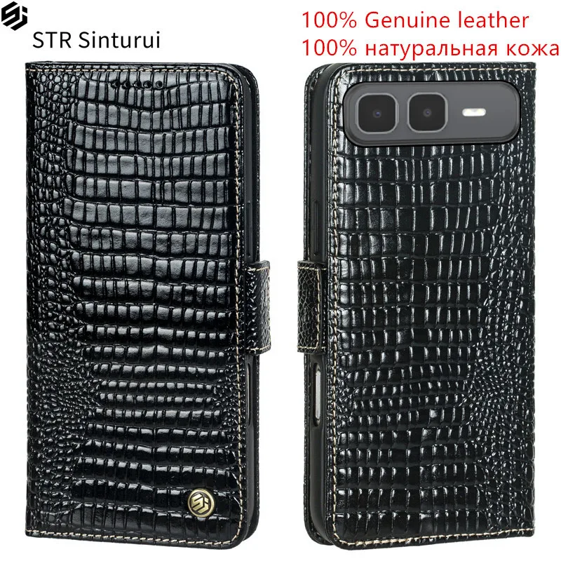 

STR 100% Genuine leather lizard grain card Slot Wallet Cover For Infinix Smart 7 8 9 10 HD Plus Pro Flip shockproof phone Case