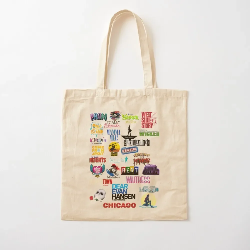 Musical Theater Sticker Shirt Inspired by Broadway Shows Tote Bag Women's shopper Reusable bags Woman shopper bag Handbags Bag