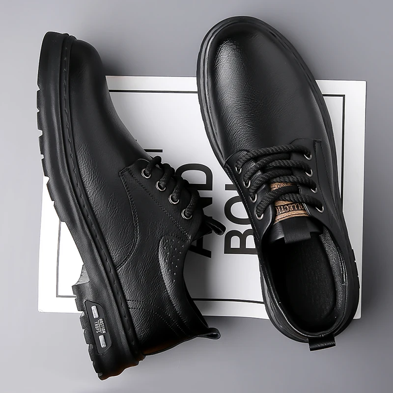 

Классические деловые мужские кожаные туфли Ретро и элегантные стили Для работы и офиса Удобная обувь на толстой подошве со шнуровкой Черный Новый