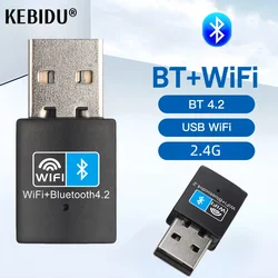 Adaptador Bluetooth sem fio WiFi, Dongle USB, Placa de rede, 2.4G, Bluetooth V4.0, 150Mbps, RTL8723DU, Desktop, Laptop, PC