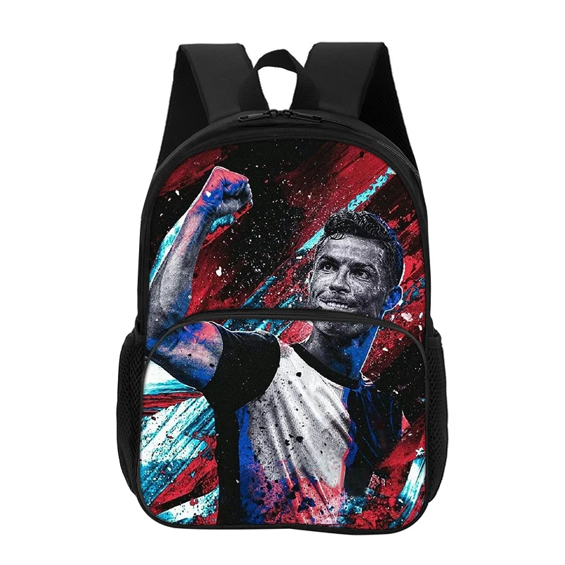 with Front Pocket Backpack Ronaldo Students Football Star Backpack for Girls Boys Bookbag CR Travel  Kids School Bags