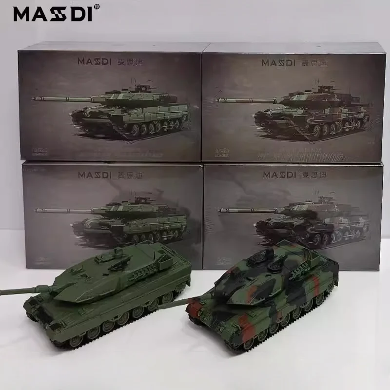 

Модель MASSDI масштаб 1:64, леопард 2A6, модель основного боевого танка НАТО, трехцветная камуфляжная военная модель автомобиля из зеленого сплава