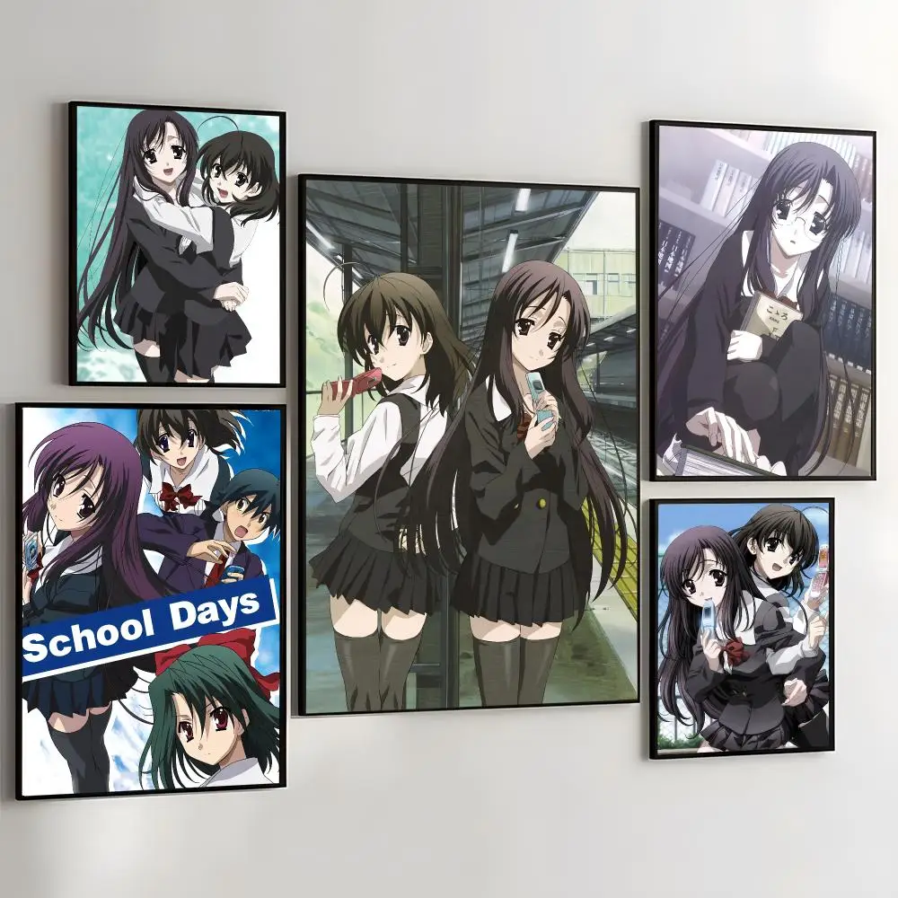 Anime S-School Days Painting Calligraphy Self Adhesive Wall Art Waterproof Print For Bedroom Hallway Home Decor