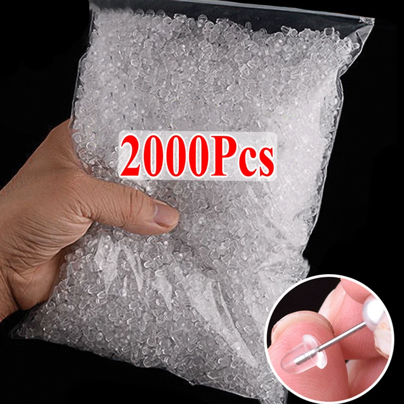 500-2000Pcs Transparent Silicone Head Ear Studs Plugs DIY Earring Findings Anti Falling Stoppers Earstud Ear Stopper Accessories