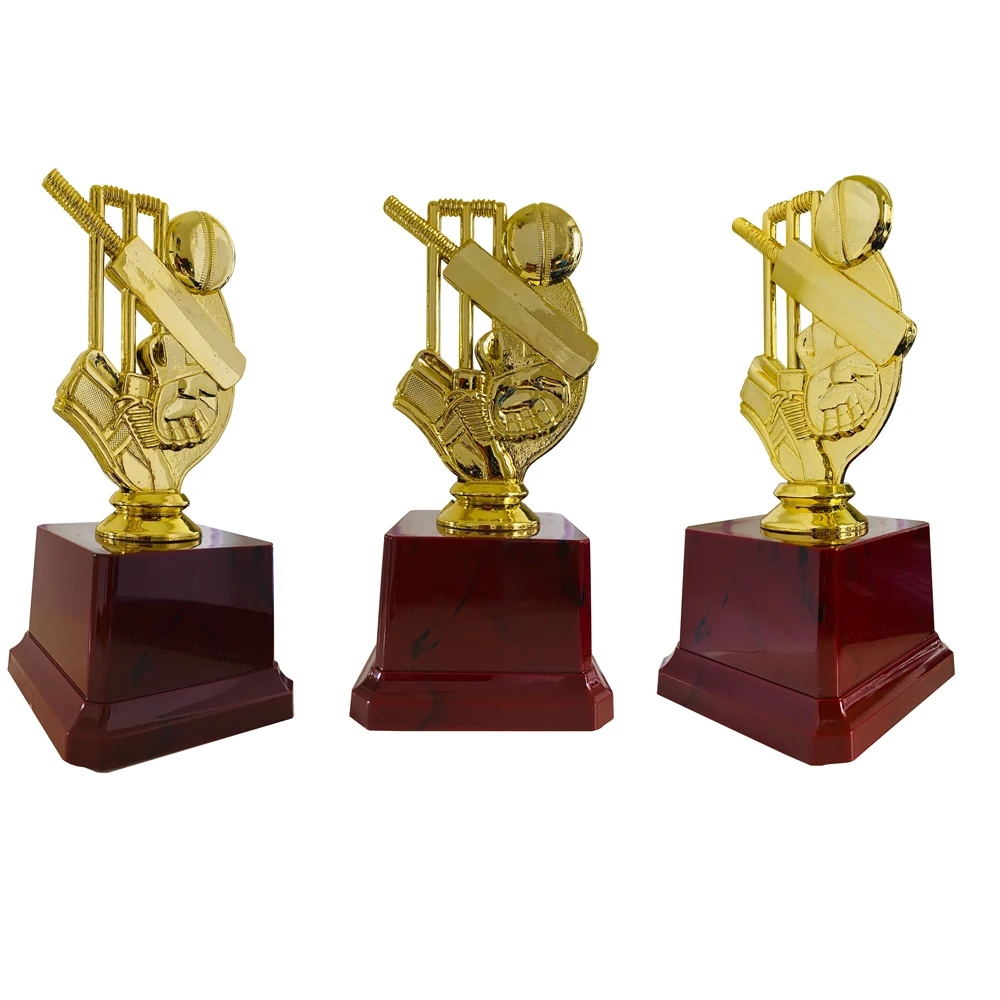 Trophée de cricket avec base en plastique, produits en métal, souvenir, prix de la compétition, prix individuels, cadeaux simples GT