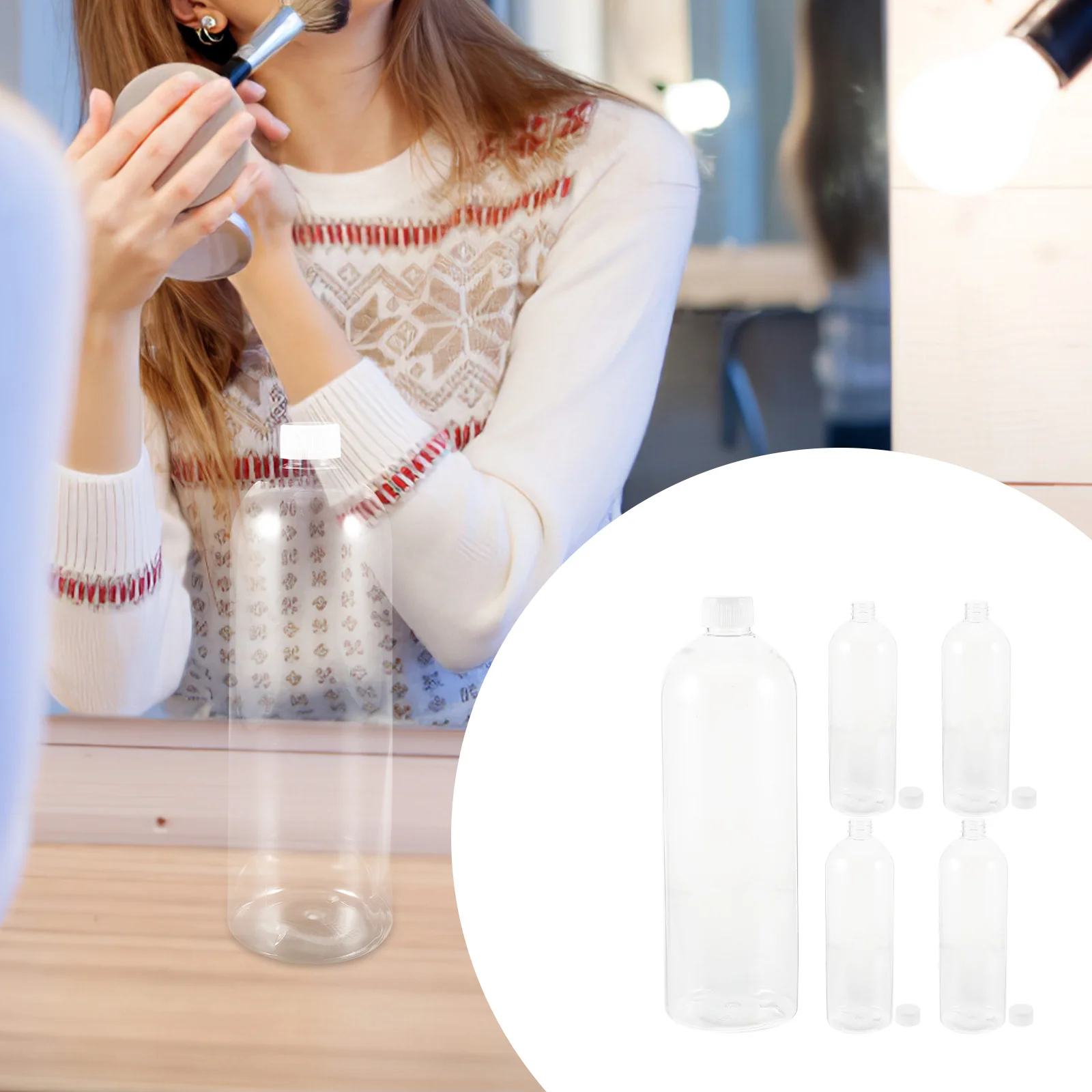 

5Pcs Reusable Pet Refillable Shampoo Bottles Caps Large Capacity for Travel Liquid Soap Lotion Dispenser Container