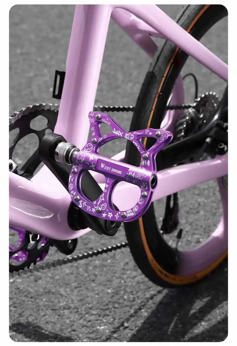 WEST BIKING Schnellspannpedale für Falträder, Katzenform, Aluminiumlegierung, rutschfeste Pedale, Fahrradzubehör für Frauen und Mädchen – Detail 11