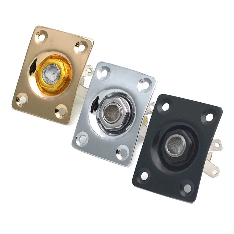 

Square Style Jack Plate Guitar Bass Jack 1/4 Output Input Jack for LP SG Tele Electric Guitar Chrome Black Golden