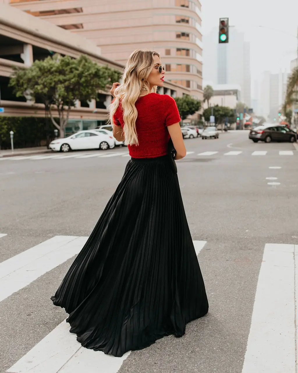 Women's New Spring Fashion Solid Color Sweet and Fresh High Waist  Half Body Pleats Skirt Loose and Simple Big Swing Long Skirt