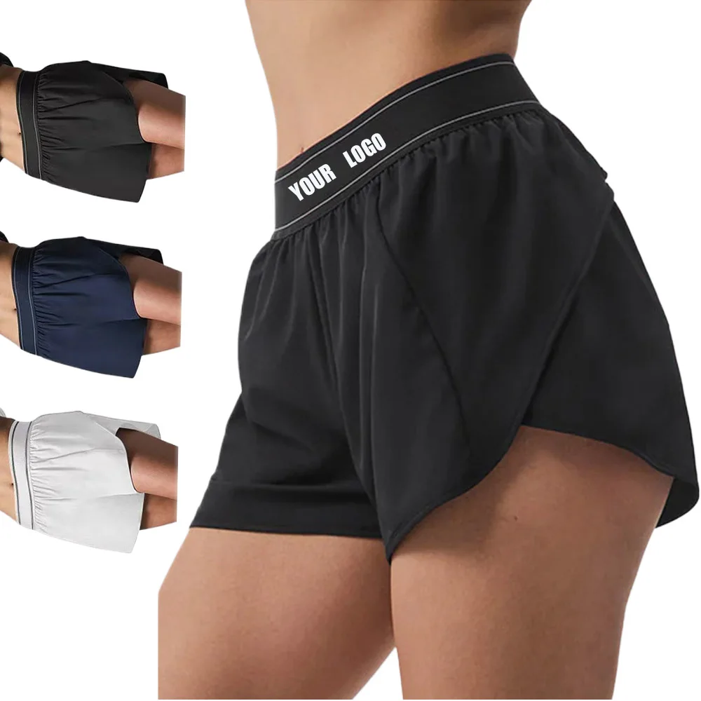 

Customized LOGO Women's High Waist Outdoor Running Sports Fitness Yoga with Pocket Shorts