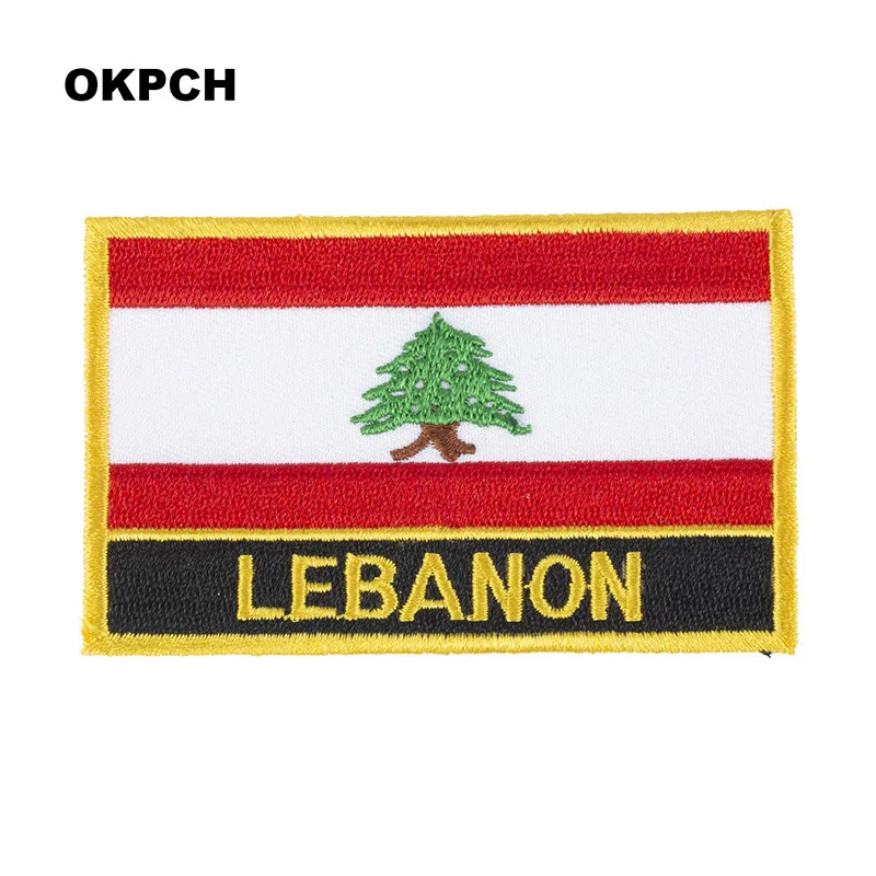 Lebanon Flag Embroidery Patches Iron on Saw on Transfer patches Sewing Applications for Clothes in Home&Garden