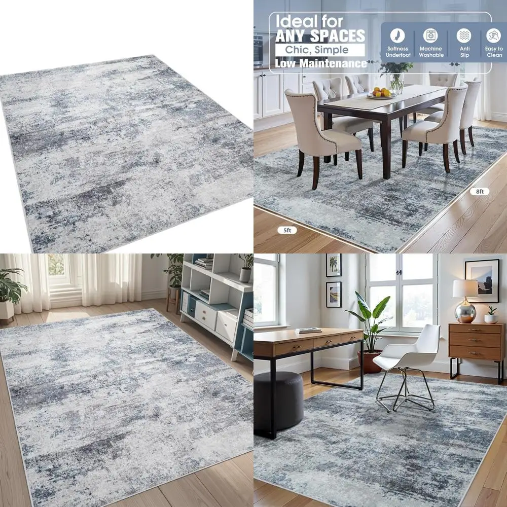 

Ковры 5x8 для гостиной, моющиеся: абстрактный ковер для столовой, спальни, нескользящий, 5 на 8 футов, современный, для детской комнаты