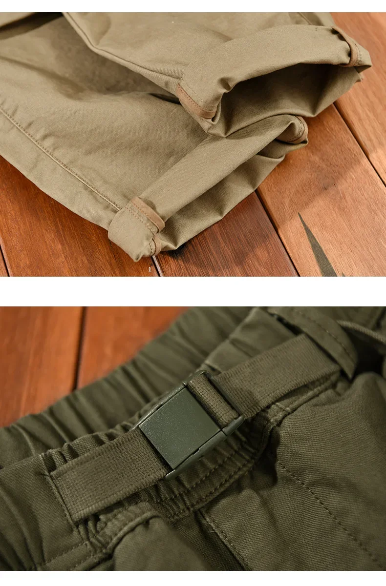 Pantalones Cargo caqui de estilo japonés para hombre, pantalón holgado de algodón con cintura elástica, ropa de calle de moda juvenil, primavera y otoño