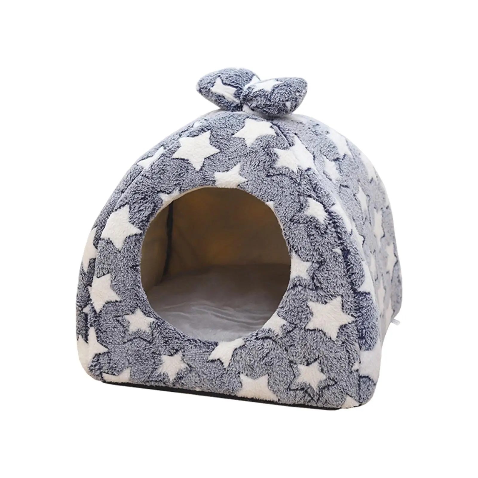 Cute Soft Plush Kittens Cat Bed pet house House Anti Slip Base Round Entrance