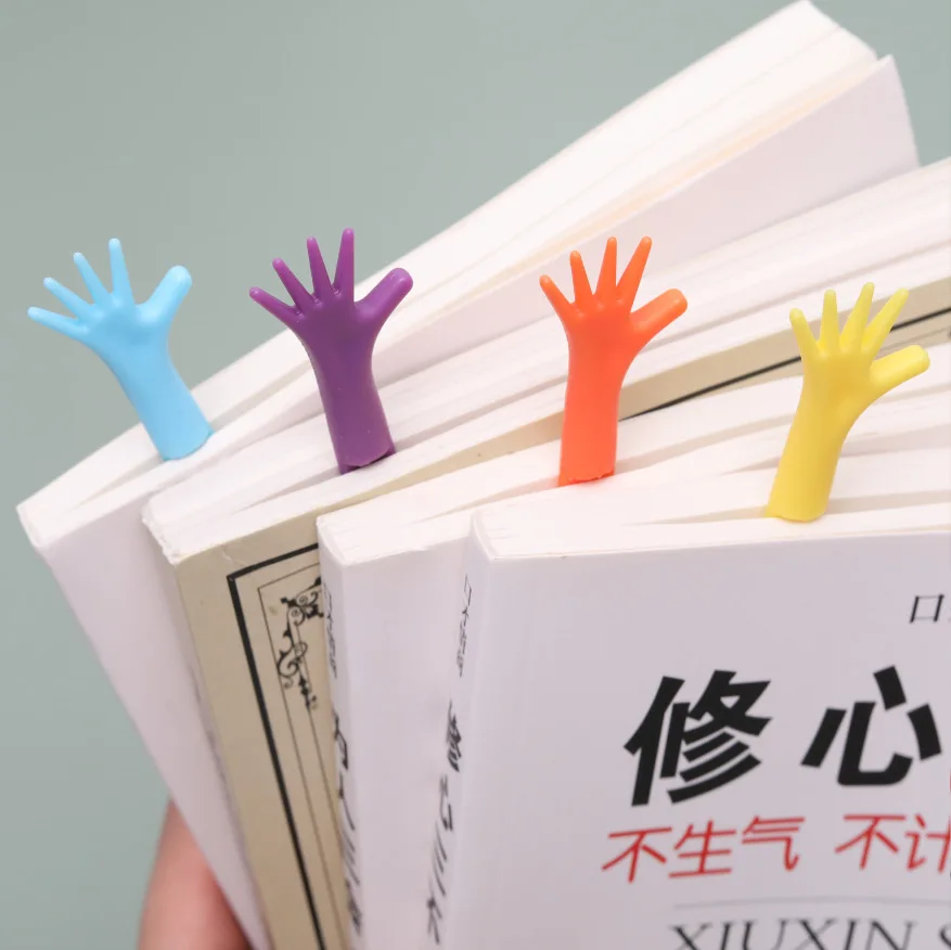 4Pcs Great Bookmark Stationery Creative Finger Help Me Durable Diary Bookmarks Mini Hands Modeling Bookmark Book Decoration