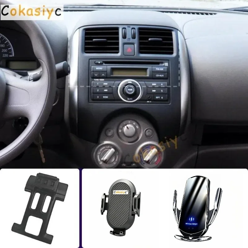 Car Phone Holder For Nissan Armrest Versa Sunny N17 2011 2012 2013 Mobile Phone Mounts Car Wireless Charging Special Fixed Base