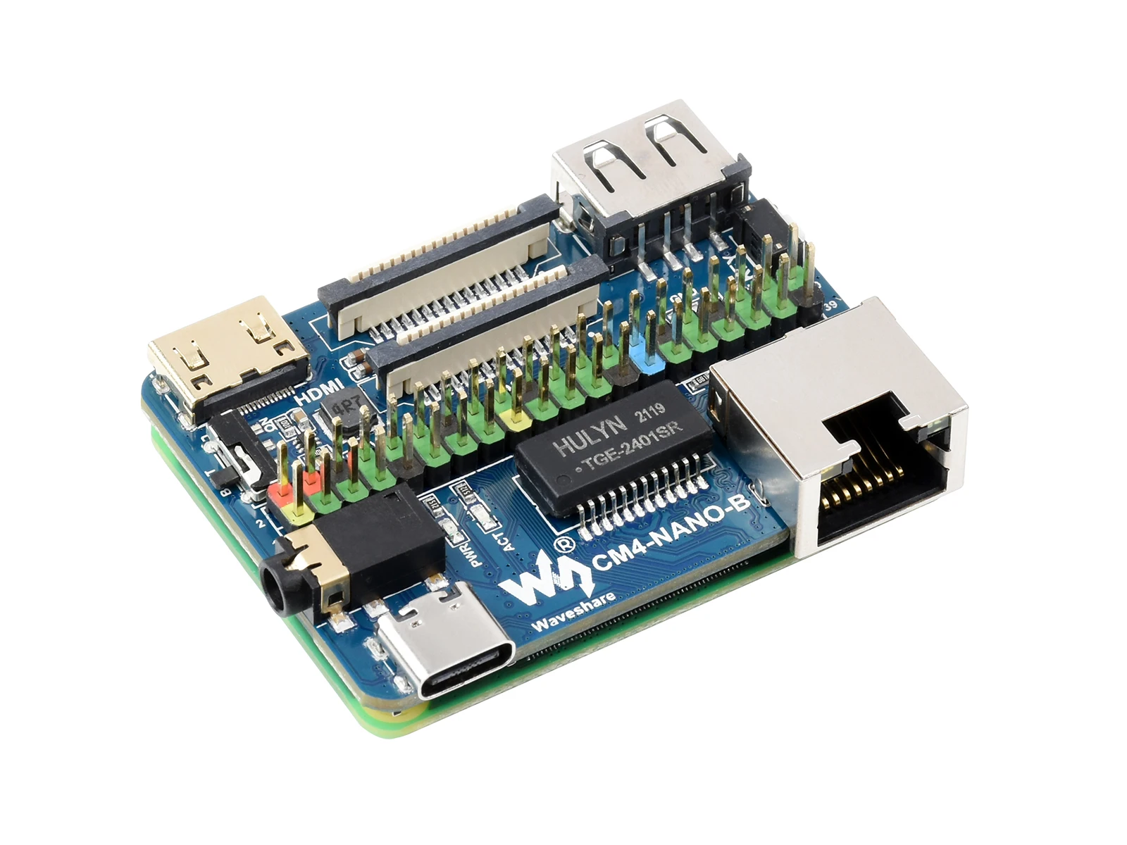 

Raspberry Pi CM4-NANO-B Fully Featured Carrier Board, Gigabit Ethernet, Mini HDMI 4K, MIPI CSI/DSI, Audio, 56x41mm