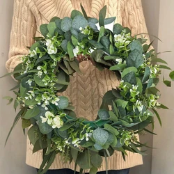 Eucalyptus Wreath Flowers Gifts DIY Rattan Creative Artificial Garland Hanging Pendants Wedding Decoration Home Party Decor