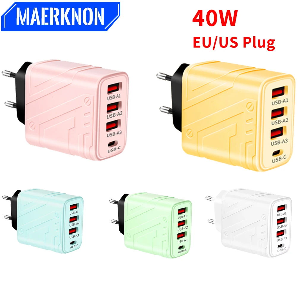 USB Phone Charger Type C PD 40W Quick Fast Charging Mobile Phone Charger Wall Adapter For Samsung Xiaomi iPhone 14 15 Pro Max