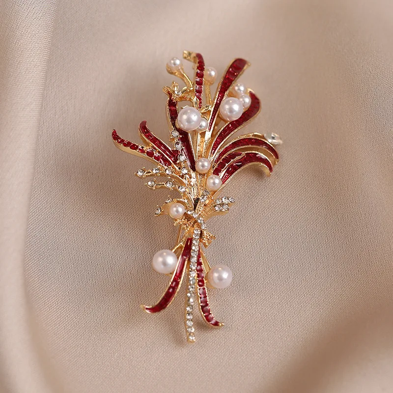 

2PC pearl branch brooch high-end light luxury flower high-end women's brooch luxury temperament coat pin wholesale