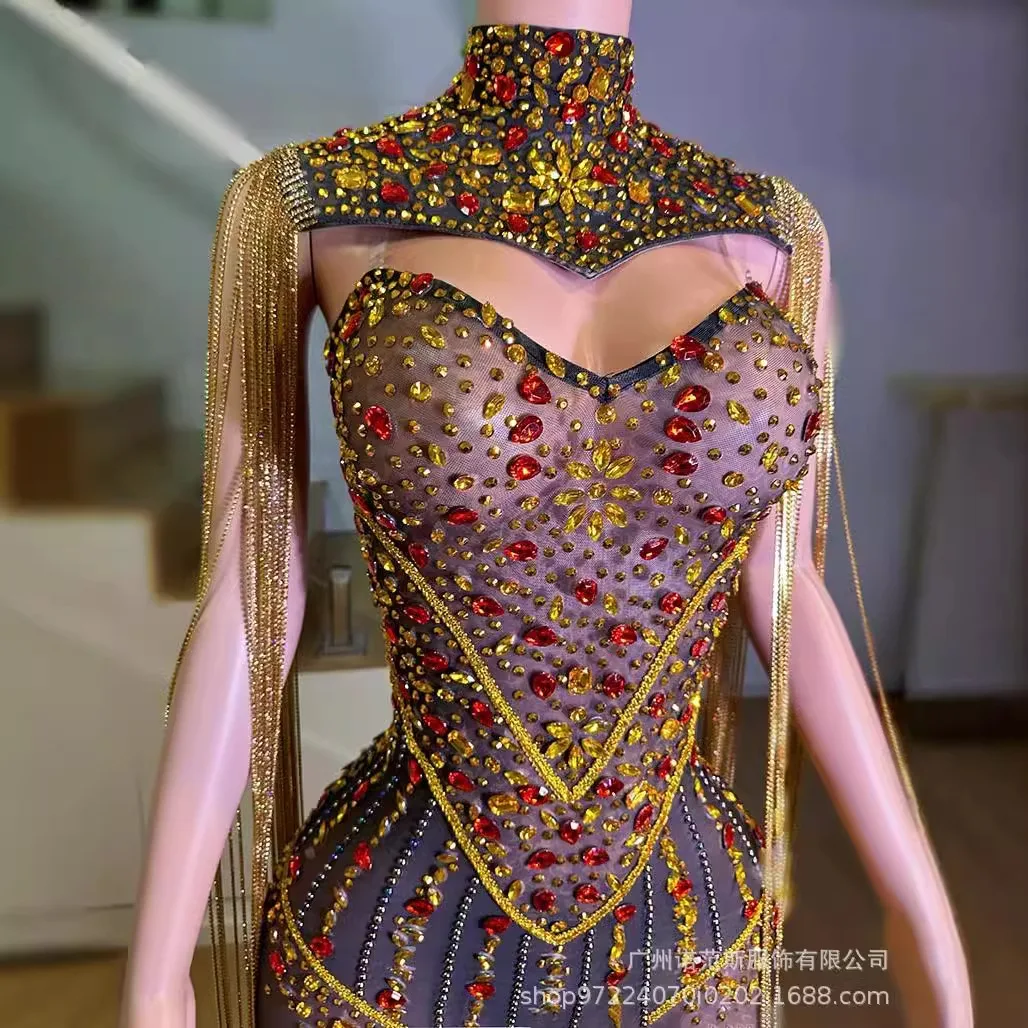 Sexy Perspectief Mode Tweedelige Set Rode Loper Catwalk Dansvoorstelling Bar Zingen Zangeres Prestatiekleding Cambered Musta Sierra Sierra Museum