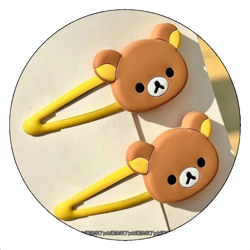 Jolies pinces à cheveux Rilakkuma style dessin animé, barrettes pour franges, accessoires capillaires mignons pour filles et étudiantes, style japonais et coréen