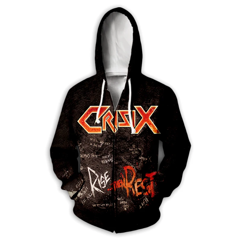 Crisix Rock Zipper Hoodies 3D Printing Men Casual Fashion Streetwear Long sleeve Sweatshirts Zipper Hoodie Male Tracksuit
