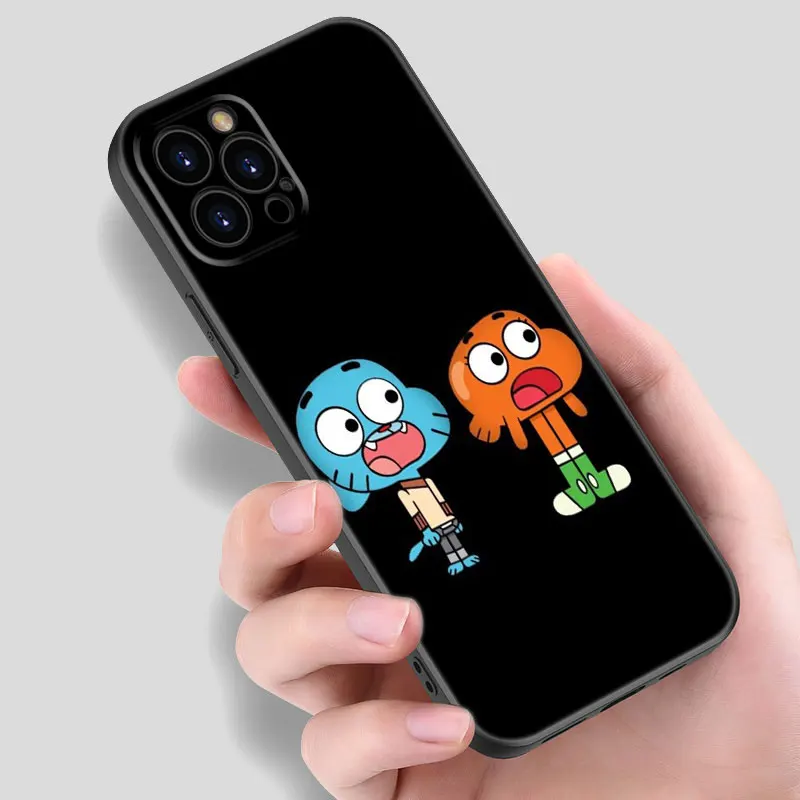 Gumball And Darwin Black Silicone Phone Case For Apple iPhone 12 13 Mini 11 14 15 Pro Max 7 8 Plus X XR XS SE 2020 2022