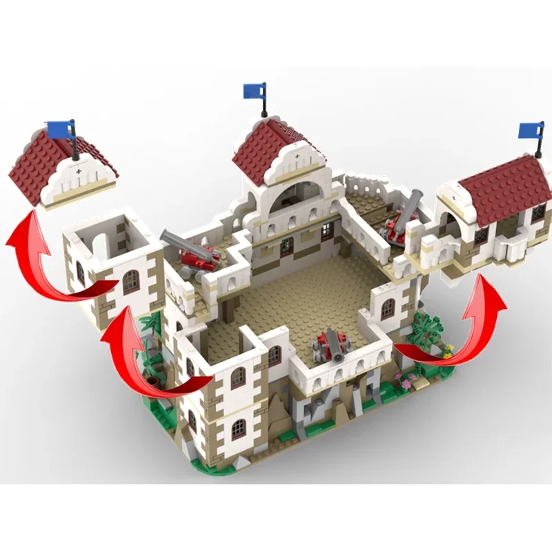 1623pcs MOC Spanish Soldiers Fort Pirates Model Building Blocks Architecture Assembly DIY Creative Idea Display Brick Gift Decor