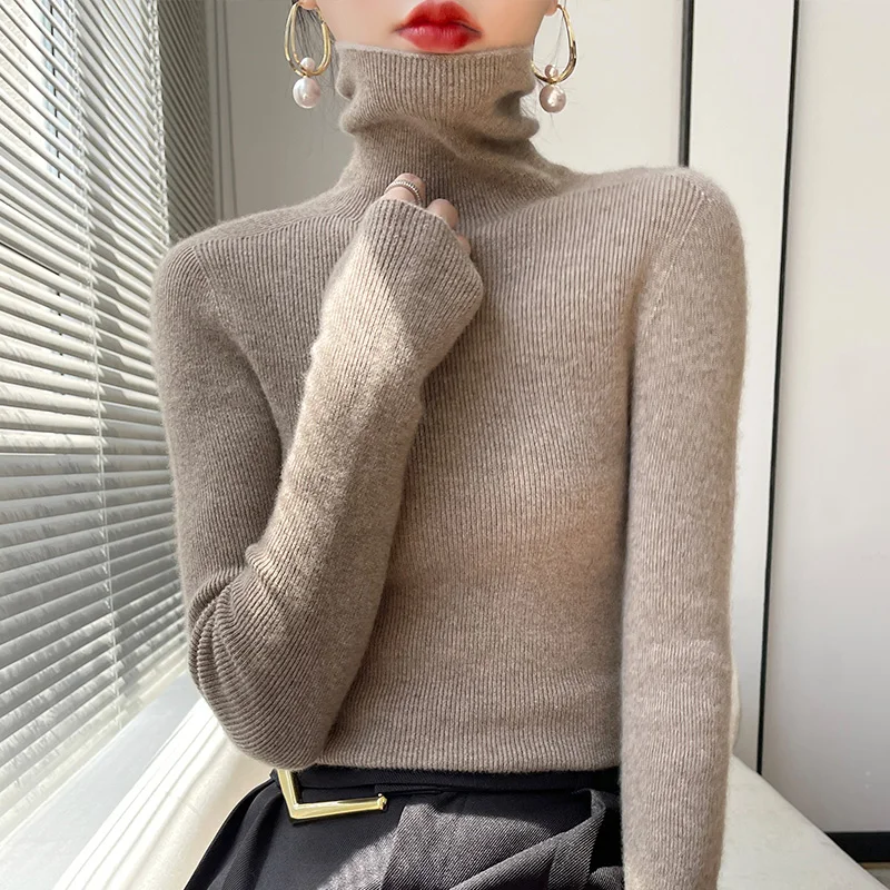 2022 Autumn Winter Cashmere Sweater Women\'s Pullover Turtleneck Casual Fashion Pure Color Cashmere sweater women